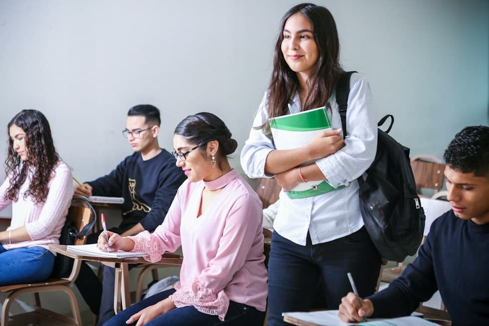 Students studying in a classroom